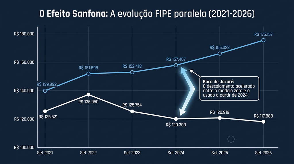 Toyota Corolla XEi 2021 usado ou zero km em 2026: onde seu dinheiro vale mais? 2 Evolução do valor do Corolla
